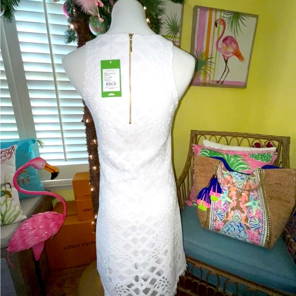 Lilly Pulitzer NWT Marquette Shift Dress Pineapple Geo Lace White - Picture 9 of 12